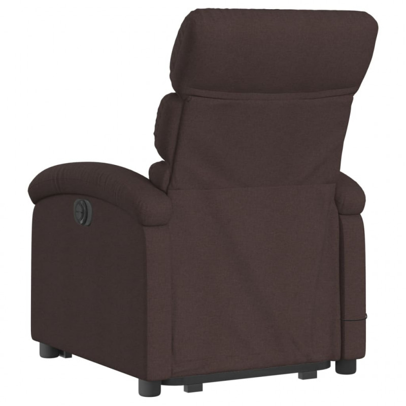 Podnoszony fotel masujący, elektryczny, rozkładany, ciemny brąz