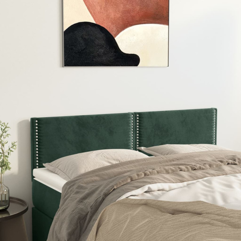 Zagłówki do łóżka, 2 szt, ciemnozielone, 72x5x78/88 cm, aksamit
