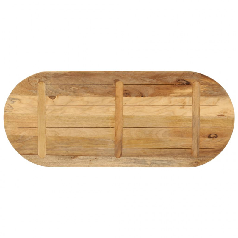 Blat stołu, 90x40x2,5 cm, owalny, surowe drewno mango