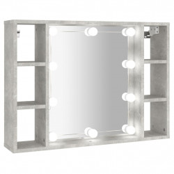 Szafka z lustrem i oświetleniem LED, szary beton, 76x15x55 cm