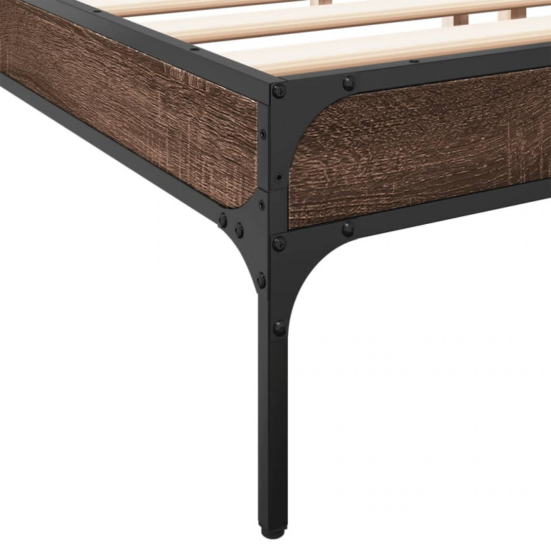 Rama łóżka, brązowy dąb, 200x200 cm, materiał drewnopochodny