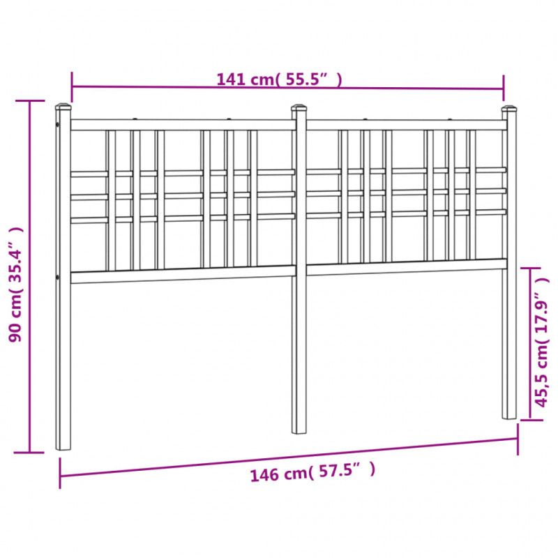 Metalowe wezgłowie, białe, 140 cm