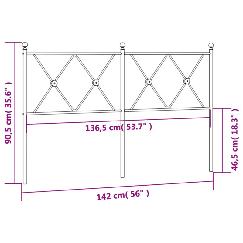 Metalowe wezgłowie, białe, 137 cm