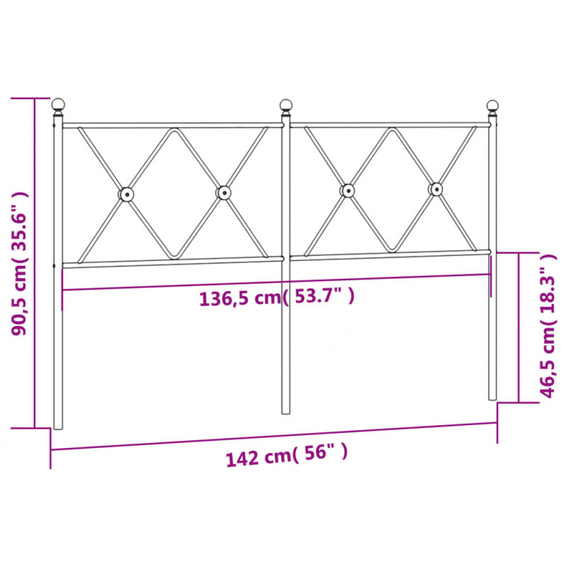 Metalowe wezgłowie, czarne, 137 cm