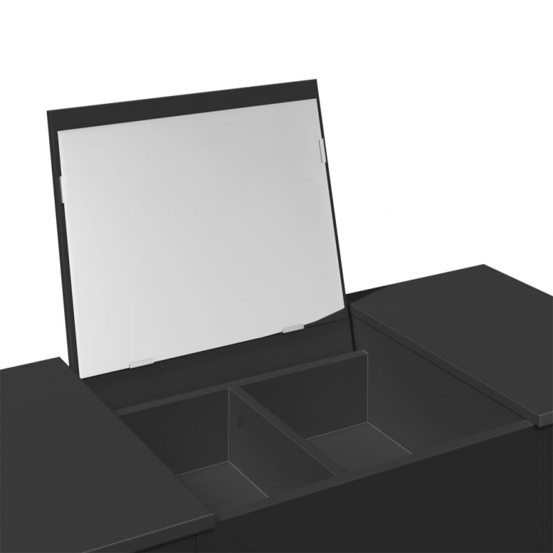 Toaletka z lustrem, czarna, 100x45x76 cm