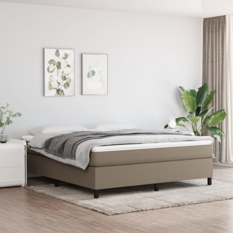 Rama łóżka bez materaca, taupe, 180x200 cm, obita tkaniną