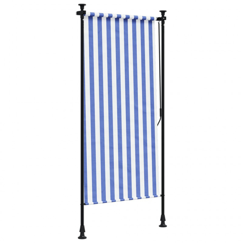 Roleta zewnętrzna, niebiesko-biała, 100x270 cm, tkanina i stal