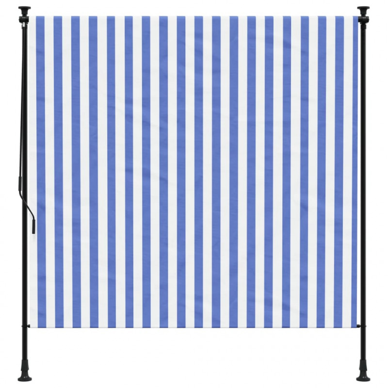 Roleta zewnętrzna, niebiesko-biała, 150x270 cm, tkanina i stal