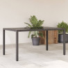 Stół ogrodowy ze szklanym blatem, czarny, 150x90x75cm rattan PE