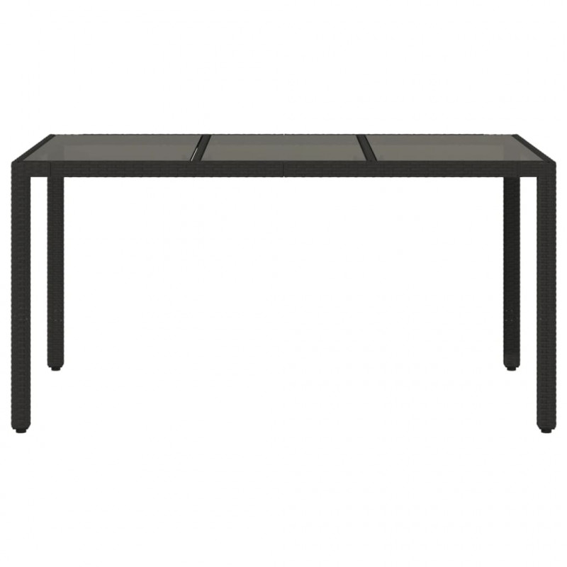 Stół ogrodowy ze szklanym blatem, czarny, 150x90x75cm rattan PE