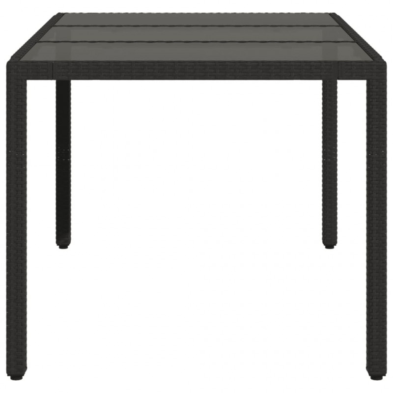 Stół ogrodowy ze szklanym blatem, czarny, 150x90x75cm rattan PE