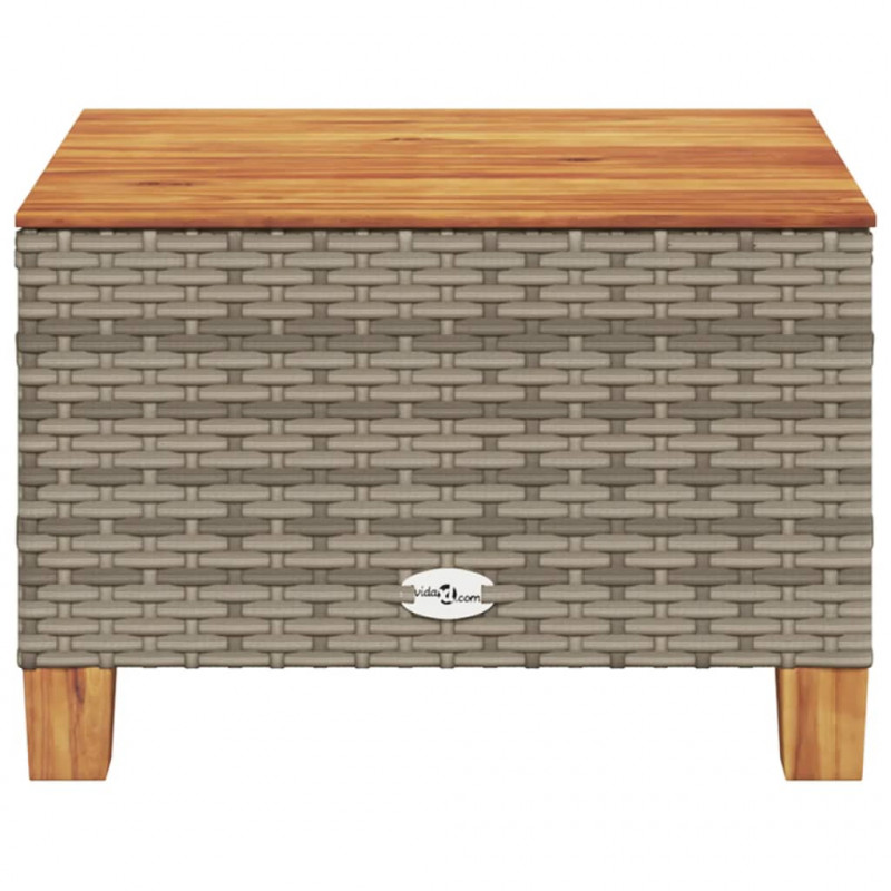 Stolik ogrodowy, szary, 55x55x36 cm rattan PE i drewno akacjowe