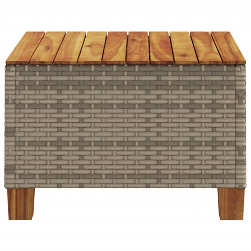 Stolik ogrodowy, szary, 55x55x36 cm rattan PE i drewno akacjowe