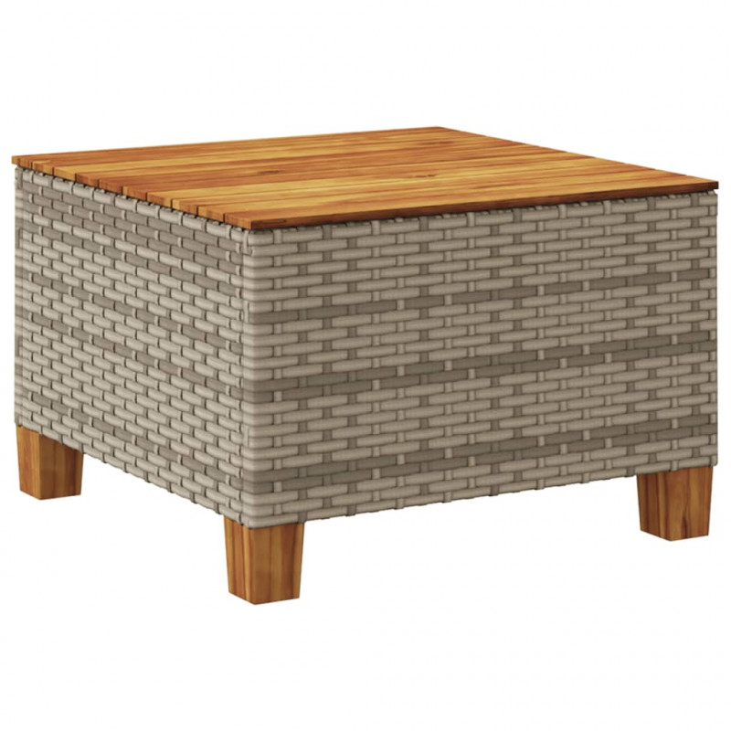 Stolik ogrodowy, szary, 55x55x36 cm rattan PE i drewno akacjowe