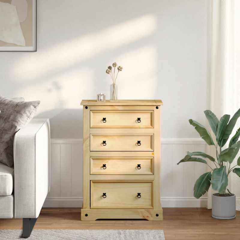 Komoda Corona, 80x43x114 cm, lite drewno sosnowe