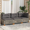 3-osobowa sofa ogrodowa z poduszkami, szara, polirattan