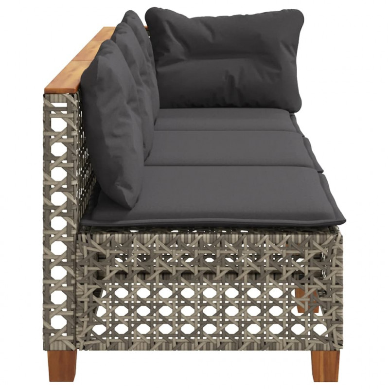 3-osobowa sofa ogrodowa z poduszkami, szara, polirattan