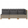 3-osobowa sofa ogrodowa z poduszkami, szara, polirattan