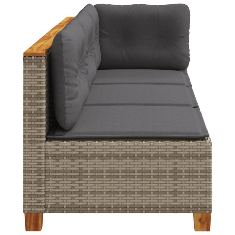 3-osobowa sofa ogrodowa z poduszkami, szara, polirattan