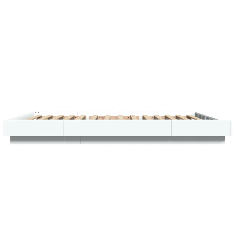 Rama łóżka z LED, biała, 135x190 cm, materiał drewnopochodny