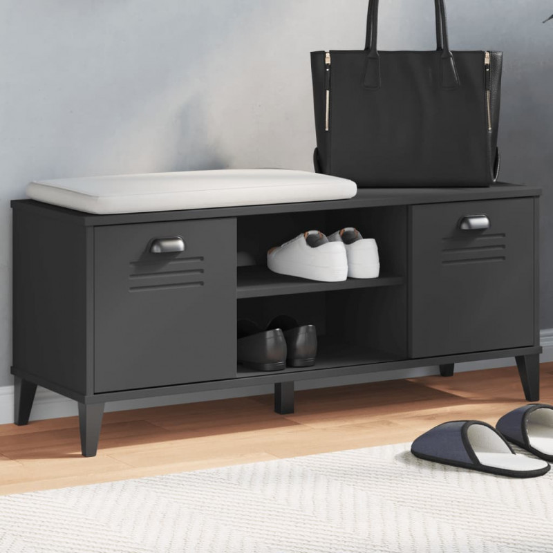 Ławka na buty VIKEN czarna 106x35x45 cm materiał drewnopochodny