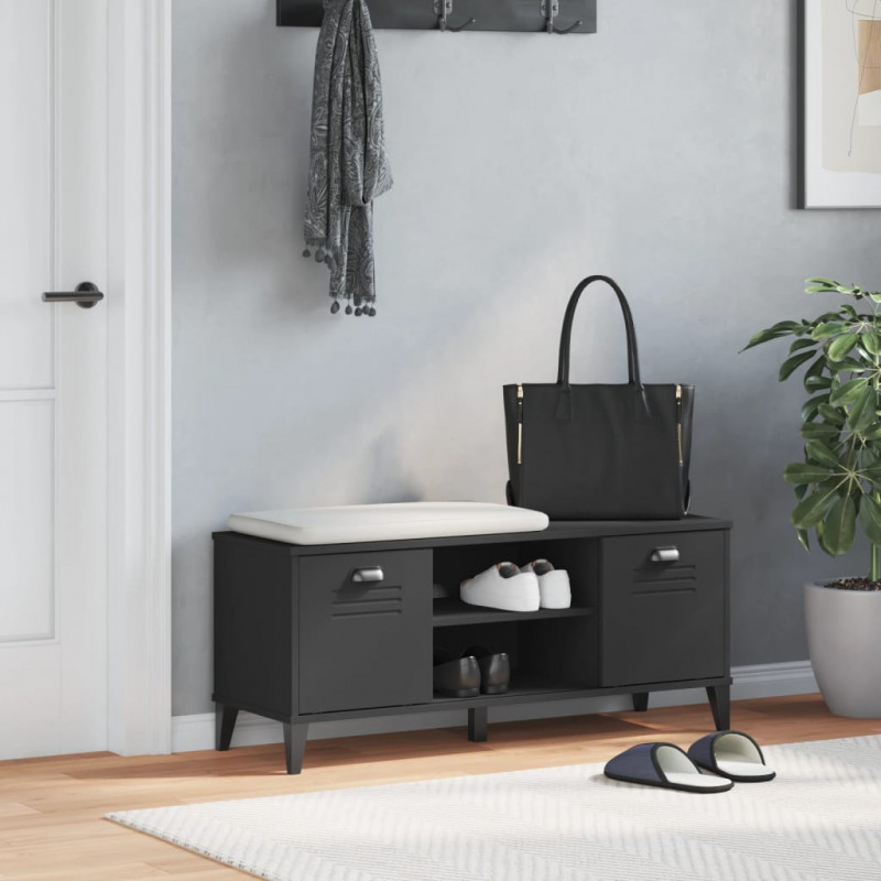 Ławka na buty VIKEN czarna 106x35x45 cm materiał drewnopochodny