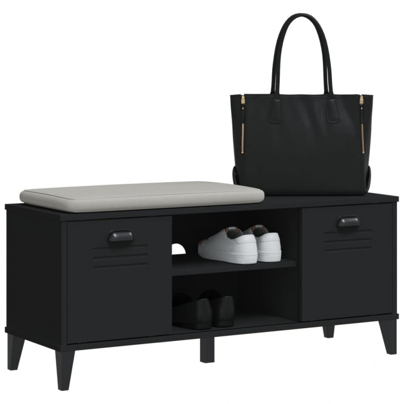 Ławka na buty VIKEN czarna 106x35x45 cm materiał drewnopochodny