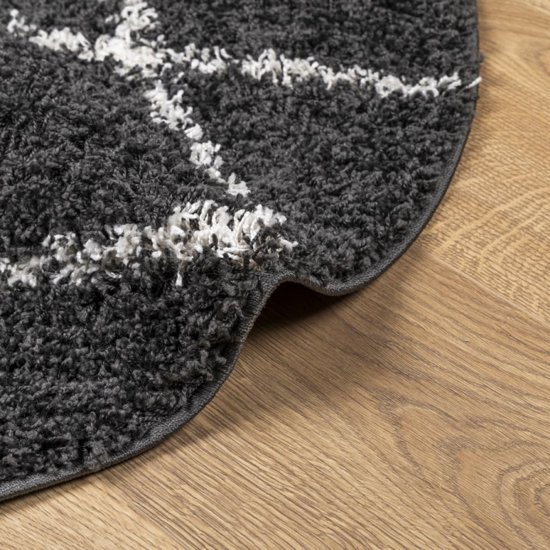 Dywan z długim włosiem PAMPLONA, czarno-kremowy, Ø 240 cm
