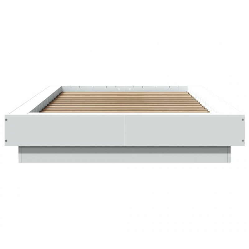 Rama łóżka z LED, biała, 100x200 cm, materiał drewnopochodny