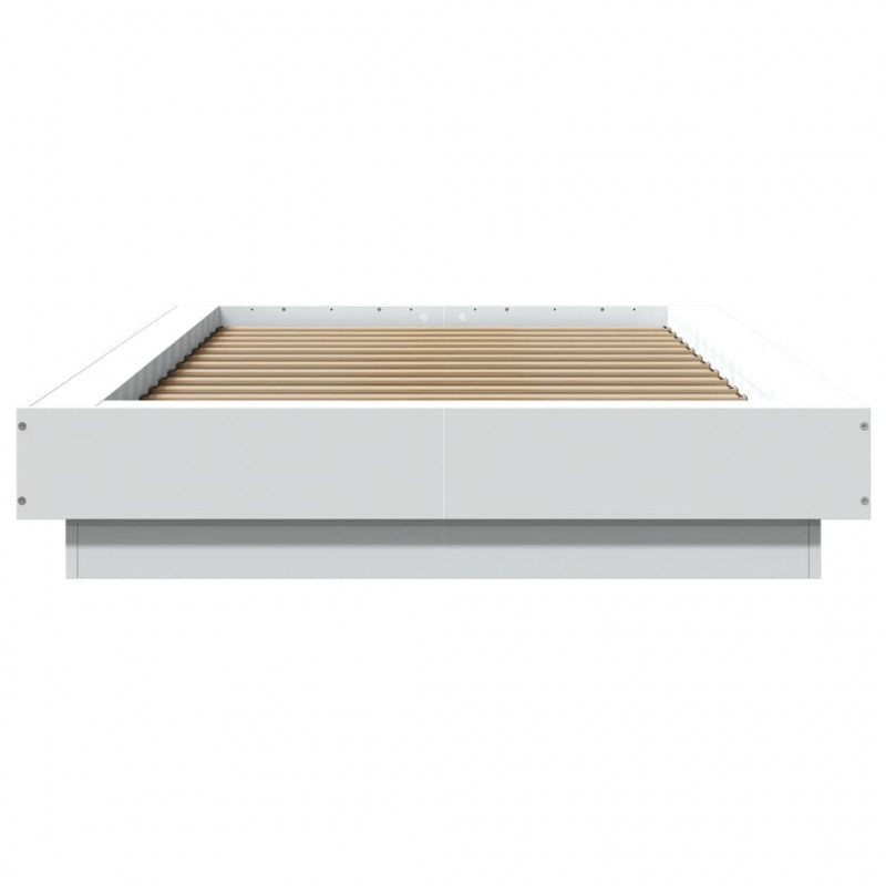 Rama łóżka z LED, biała, 90x200 cm, materiał drewnopochodny