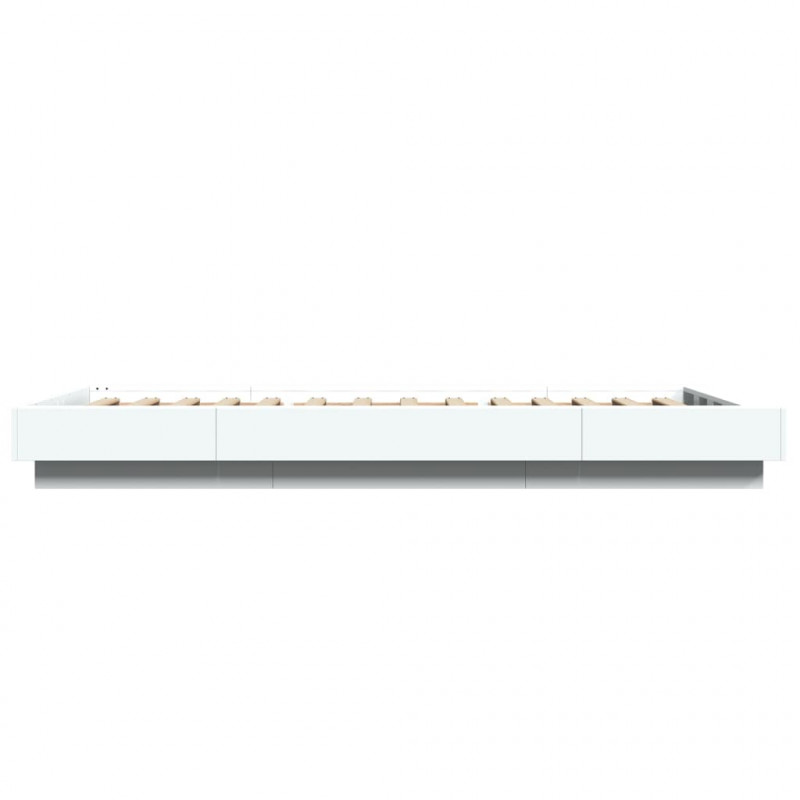 Rama łóżka z LED, biała, 90x200 cm, materiał drewnopochodny