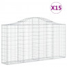 Kosze gabionowe, 15 szt, 200x30x100/120cm, galwanizowane żelazo