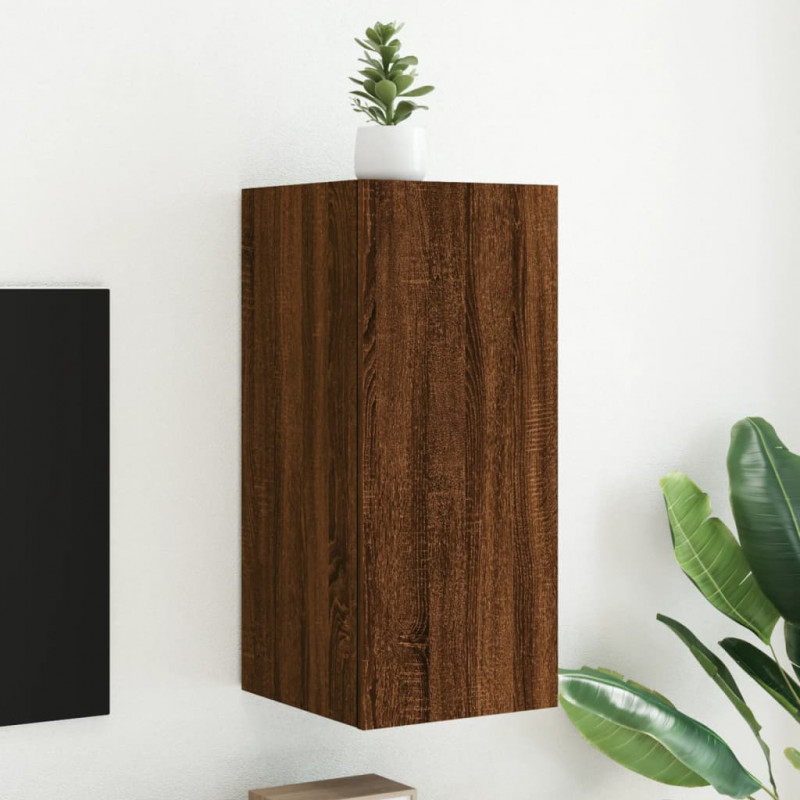 Ścienna szafka TV z LED, brązowy dąb, 30,5x35x70 cm