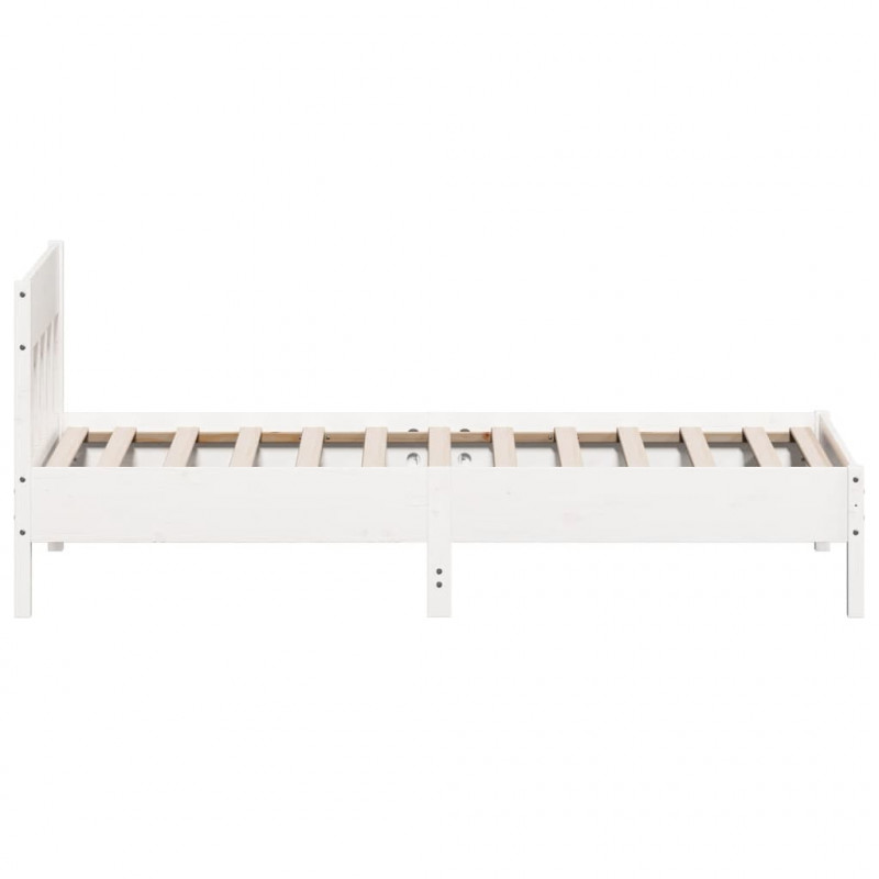 Rama łóżka bez materaca, biała, 75x190 cm, lite drewno sosnowe