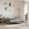 Metalowa rama łóżka z wezgłowiem i zanóżkiem, biała, 140x190 cm