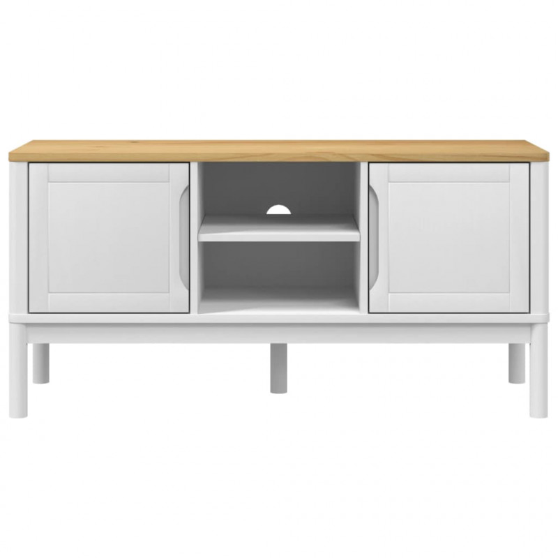 Szafka RTV FLORO, biała, 114x43x55 cm, lite drewno sosnowe