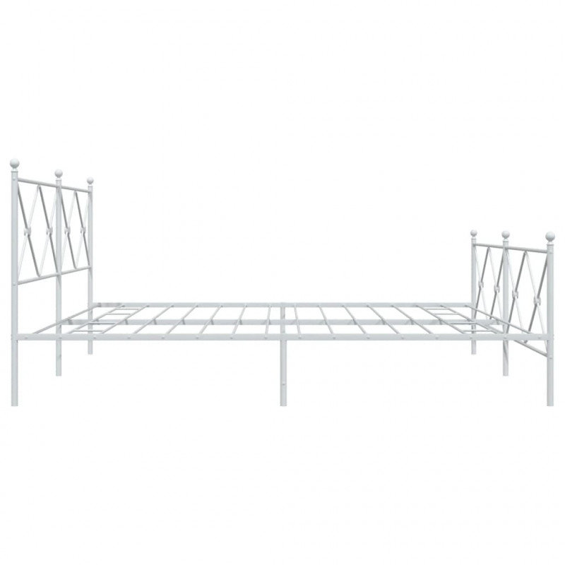 Metalowa rama łóżka z wezgłowiem i zanóżkiem, biała, 200x200 cm