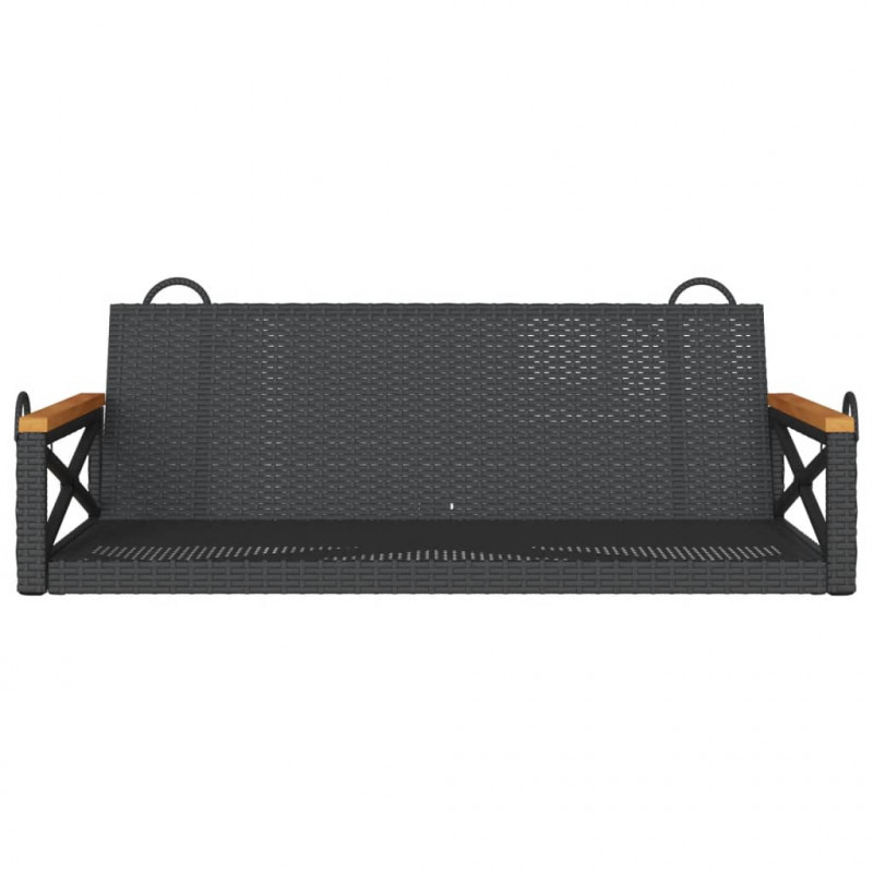 Ławka bujana, czarna, 109x62x40 cm, polirattan