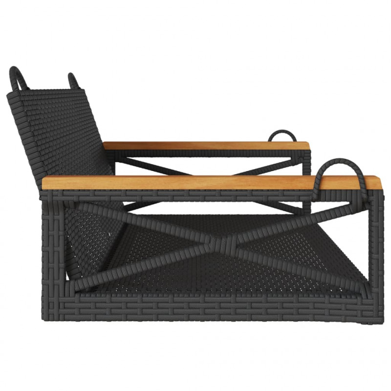 Ławka bujana, czarna, 109x62x40 cm, polirattan