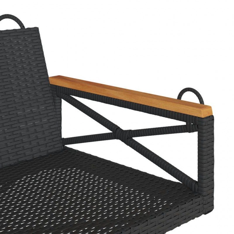 Ławka bujana, czarna, 109x62x40 cm, polirattan