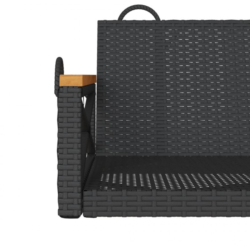 Ławka bujana, czarna, 109x62x40 cm, polirattan