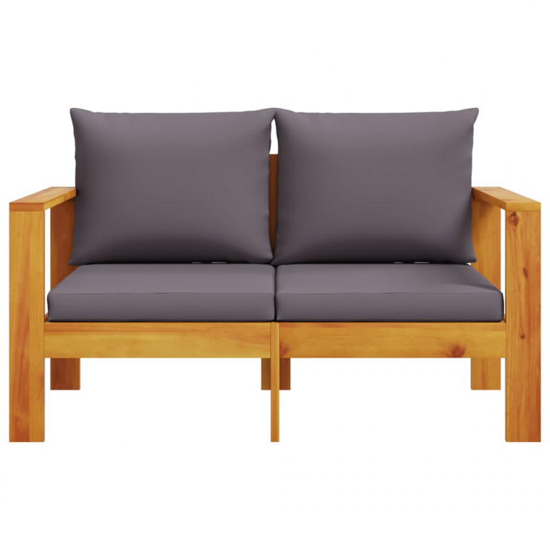 Sofa ogrodowa z poduszkami, 2-osobowa, lite drewno akacjowe
