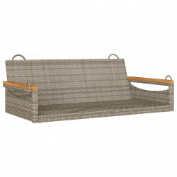 Ławka bujana, szara, 109x62x40 cm, polirattan