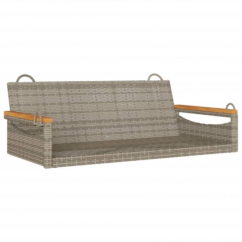 Ławka bujana, szara, 109x62x40 cm, polirattan