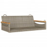 Ławka bujana, szara, 109x62x40 cm, polirattan