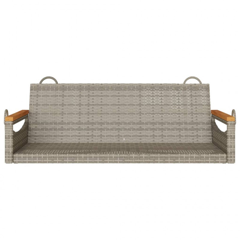 Ławka bujana, szara, 109x62x40 cm, polirattan