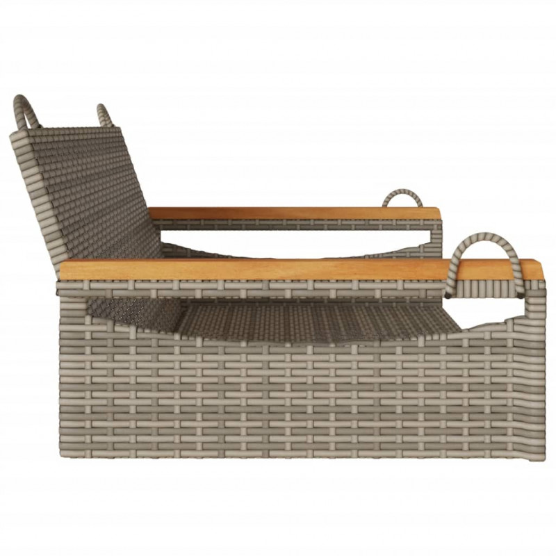 Ławka bujana, szara, 109x62x40 cm, polirattan