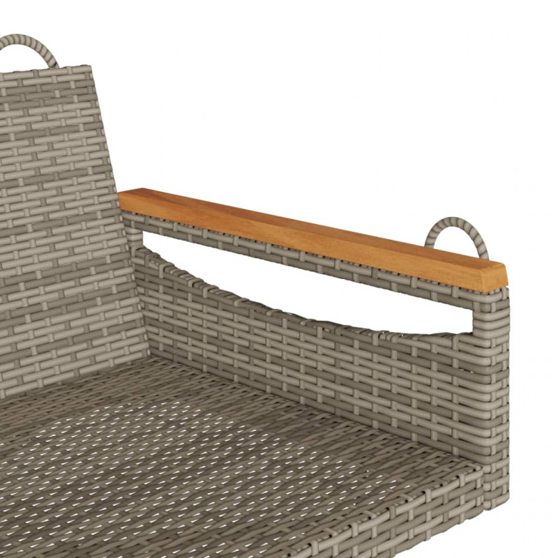 Ławka bujana, szara, 109x62x40 cm, polirattan