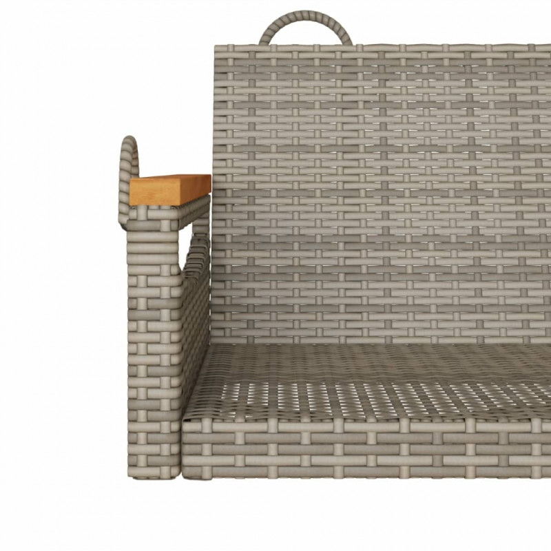 Ławka bujana, szara, 109x62x40 cm, polirattan
