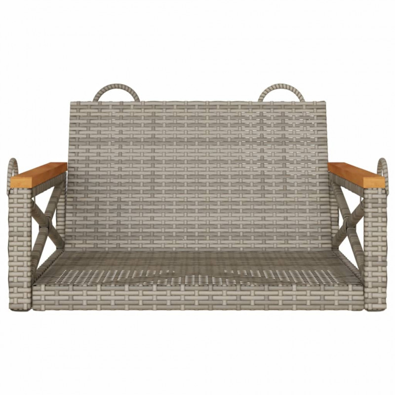 Ławka bujana, szara, 63x62x40 cm, polirattan